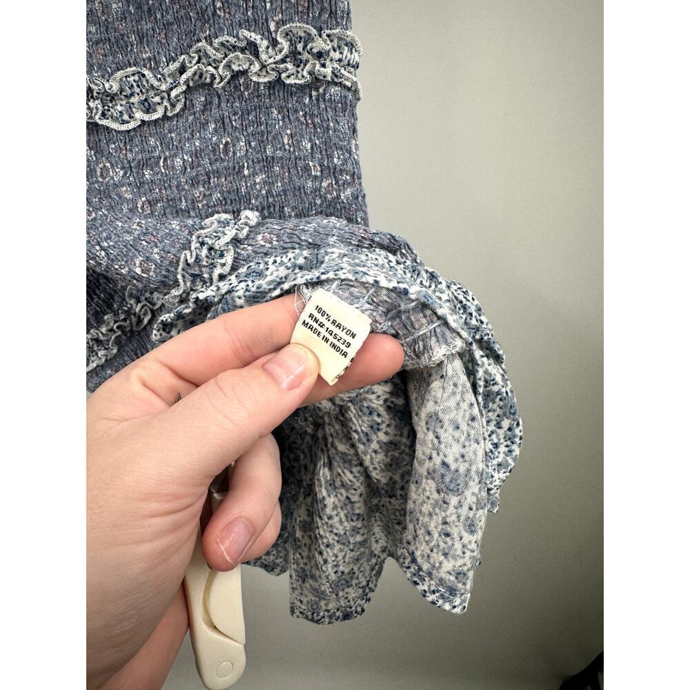 Sim & Sam Blue Floral Fitted Ruffle Mini Dress Size Small - Picture 5 of 7